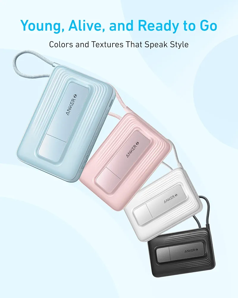 Anker zolo power bank (10k, magnetic, with usb-c cable) 30w with flexible stand - Image 2