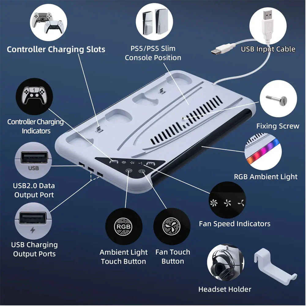 Dobe multi-function cooling charging dock for ps5 - Image 2