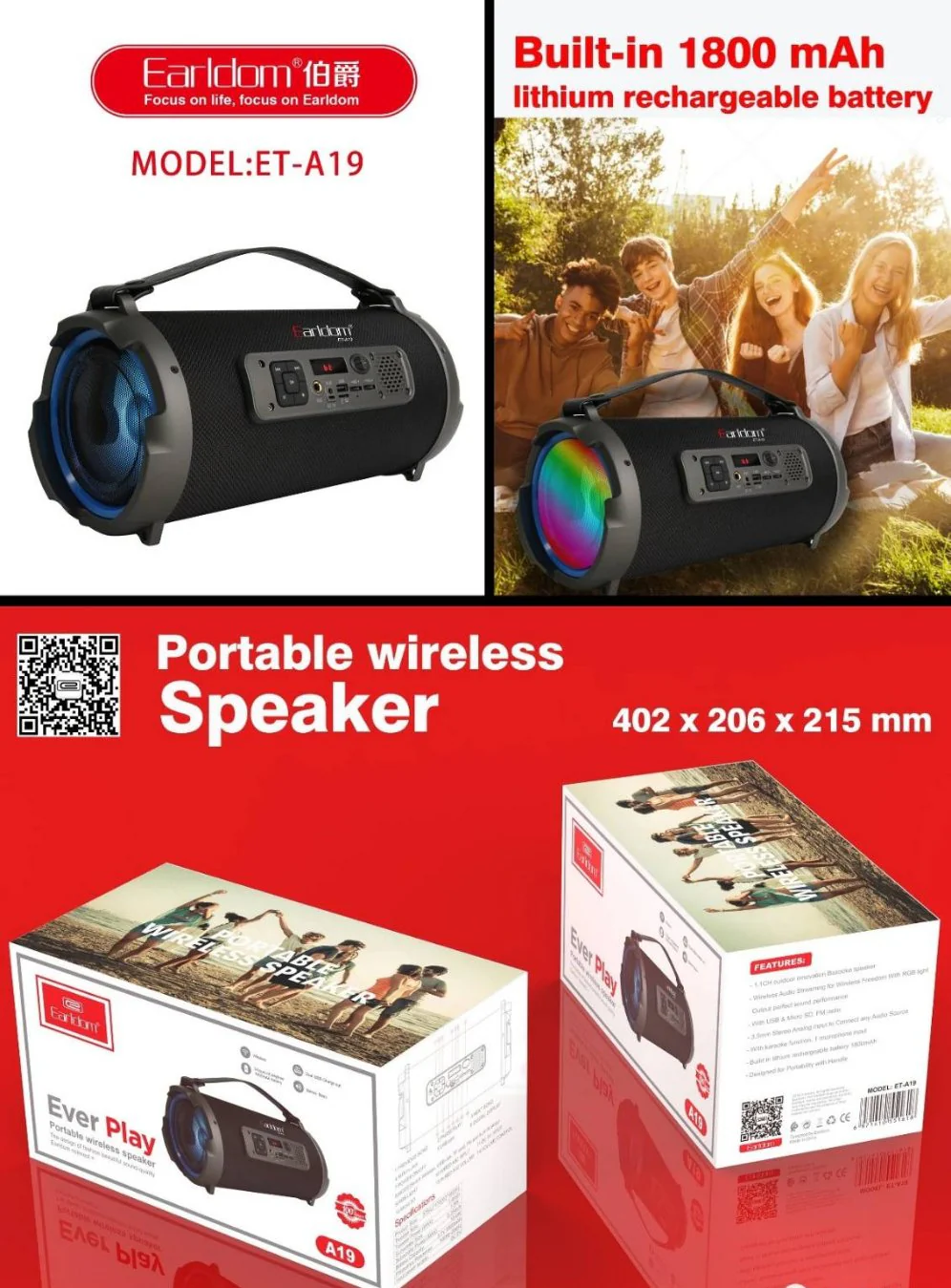 EARLDOM EVER PLAY PORTABLE SPEAKER A19 - Image 5