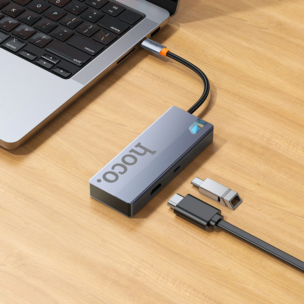 HOCO 5-IN-1 CONVERTER USB-C TO USB-A 3.0×3 + HDTV +PD HB50 - Image 9
