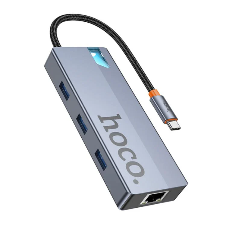 HOCO 6-IN-1 CONVERTER USB-C TO USB-A 3.0×3 + HDTV+ PD+RJ45 HB51 - Image 2
