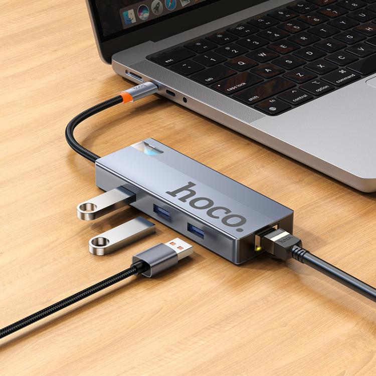 HOCO 6-IN-1 CONVERTER USB-C TO USB-A 3.0×3 + HDTV+ PD+RJ45 HB51 - Image 5