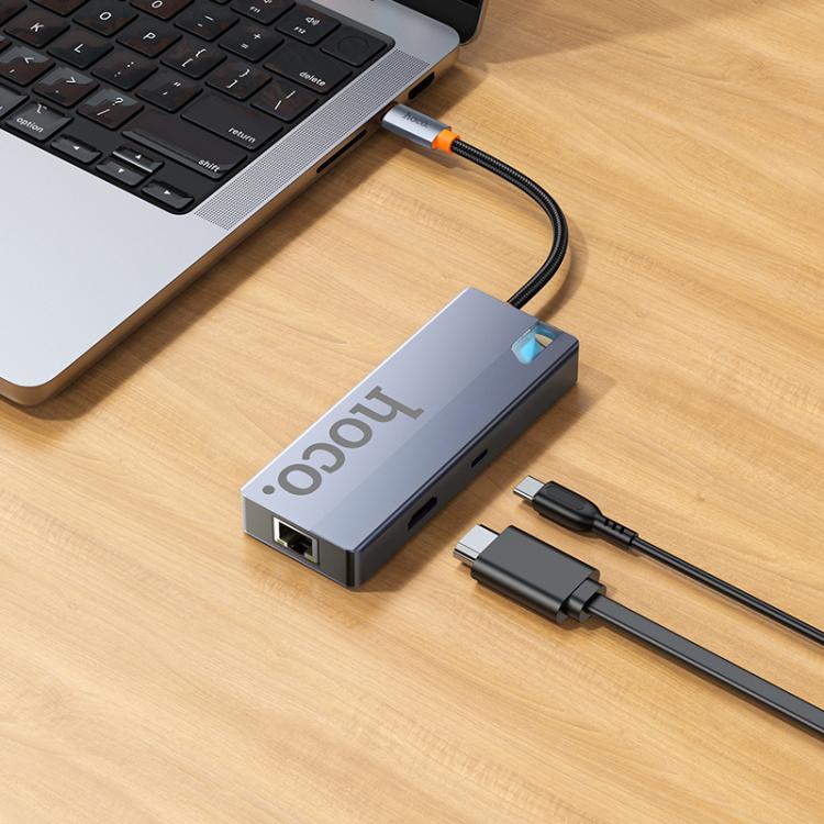 HOCO 6-IN-1 CONVERTER USB-C TO USB-A 3.0×3 + HDTV+ PD+RJ45 HB51 - Image 6