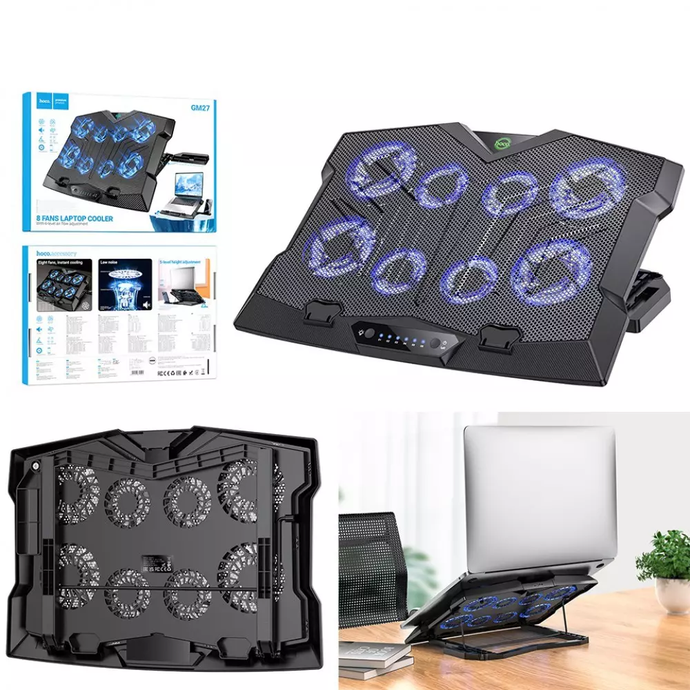 HOCO 8 FANS LAPTOP COOLER WITH 6 LEVEL AIR FLOW ADJUSTMENT GM27 - Image 4