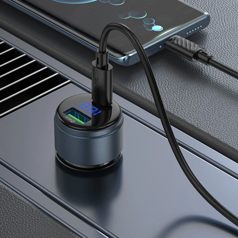 HOCO CAR CHARGER DUAL PORT HIGH POWER  63W WITH CABLE USB-C TO USB-C 1M Z57B - Image 6