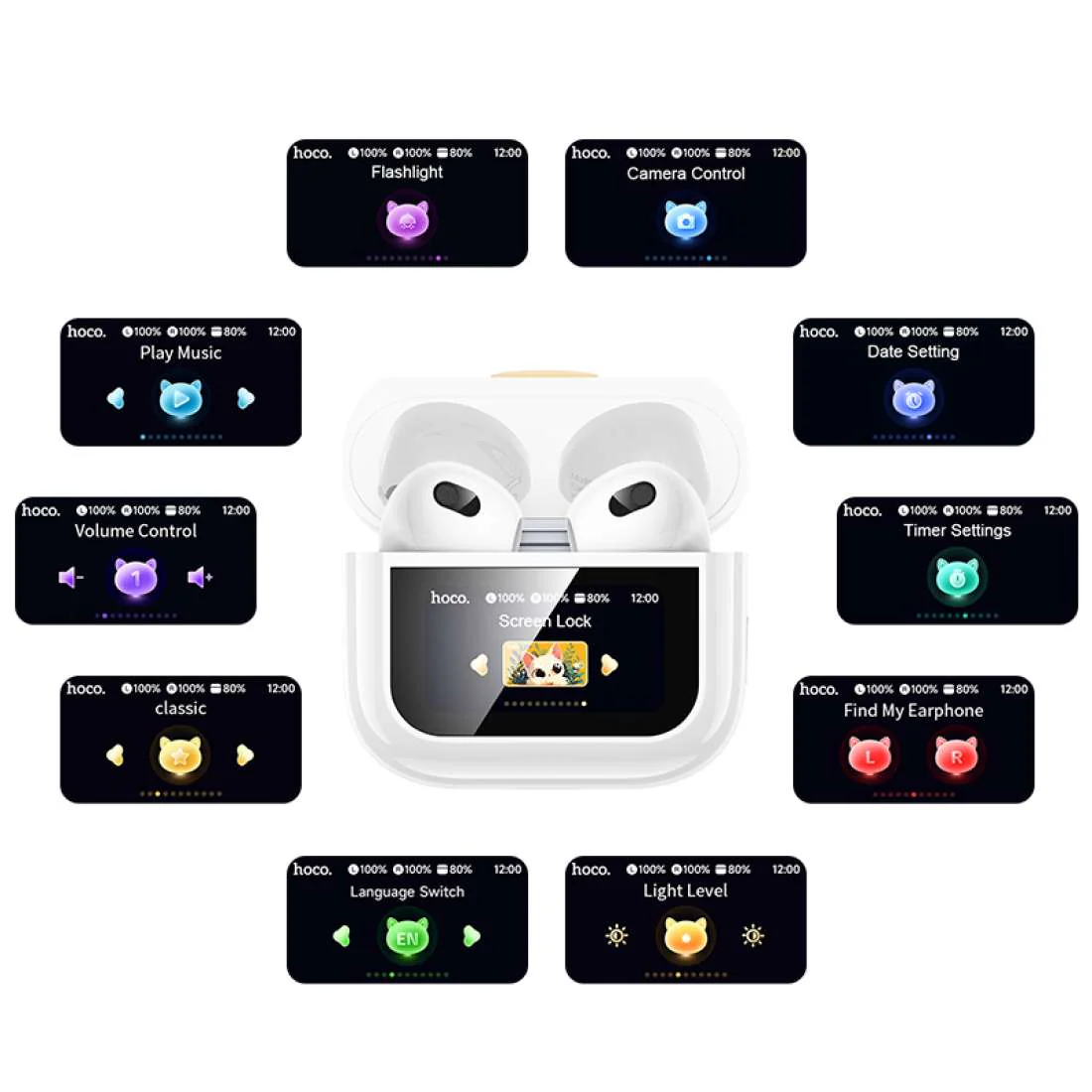 HOCO COLORFUL LCD TOUCH SCREEN TWS HEADSETS (EW87 _EW89) - Image 4