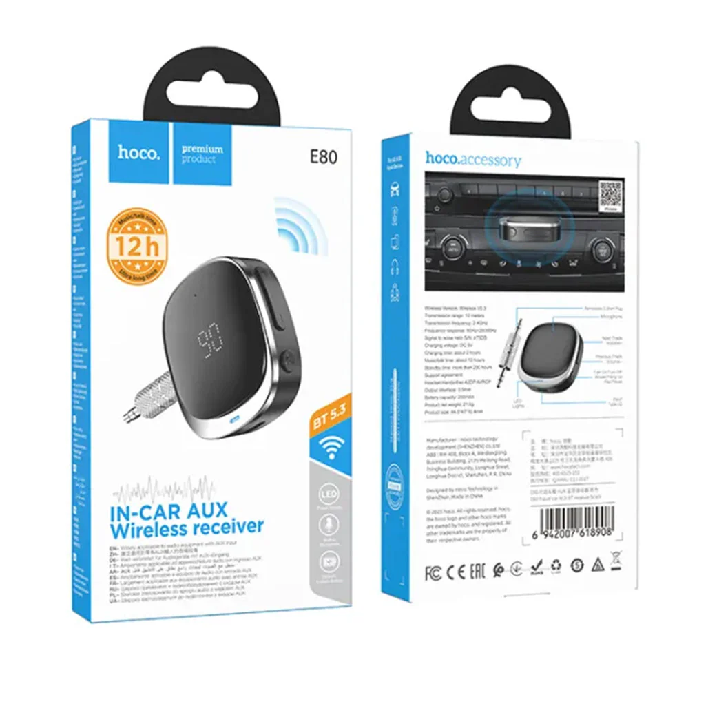 HOCO E80 IN-CAR AUX WIRELESS RECEIVER BT 5.3 - Image 6