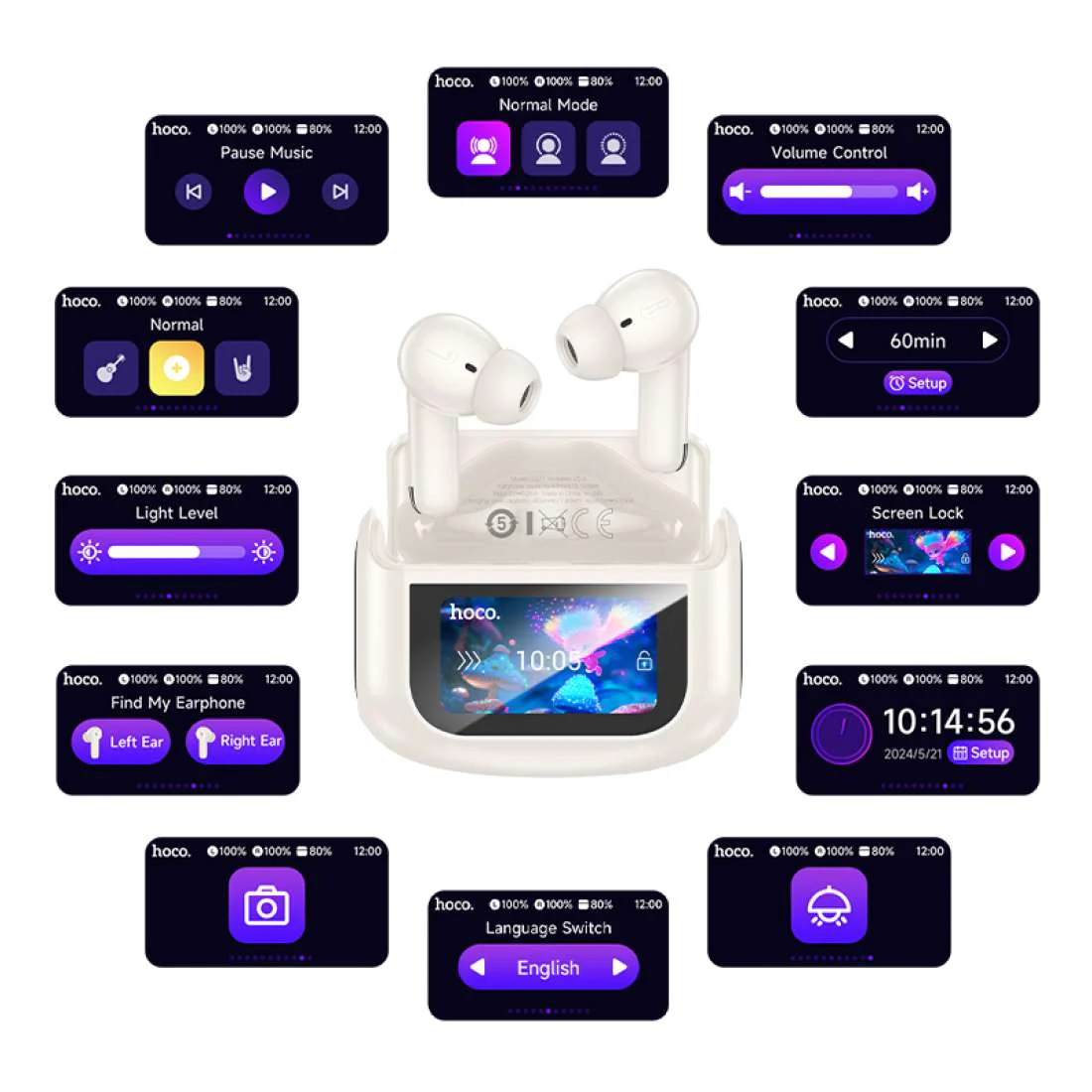 HOCO EQ21 ANC+ENC TOUCH SCREEN BT HEADSET - Image 8