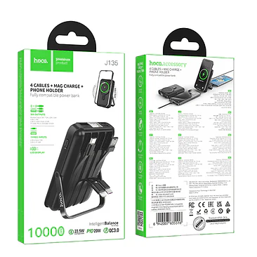 Hoco j135  4 cable+magsafe +phone holder power bank - Image 2