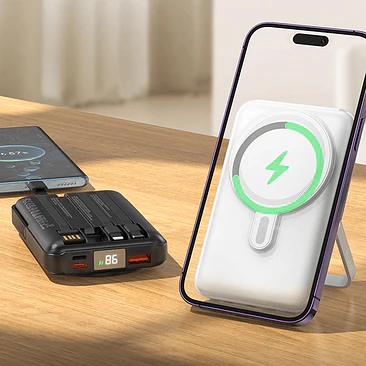 Hoco j135  4 cable+magsafe +phone holder power bank - Image 5
