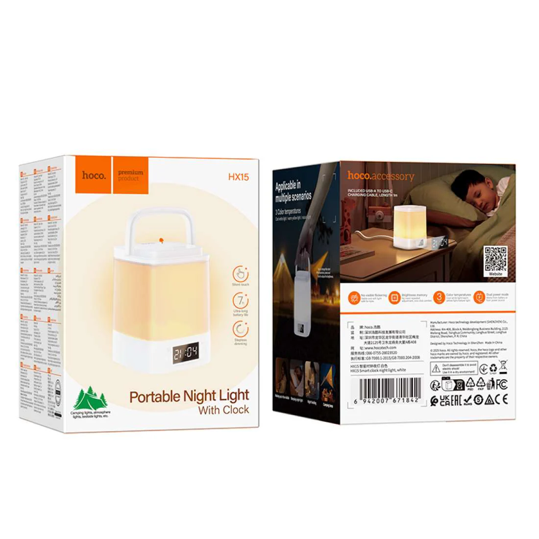 HOCO PORTABLE NIGHT LIGHT WITH CLOCK HX15 - Image 4
