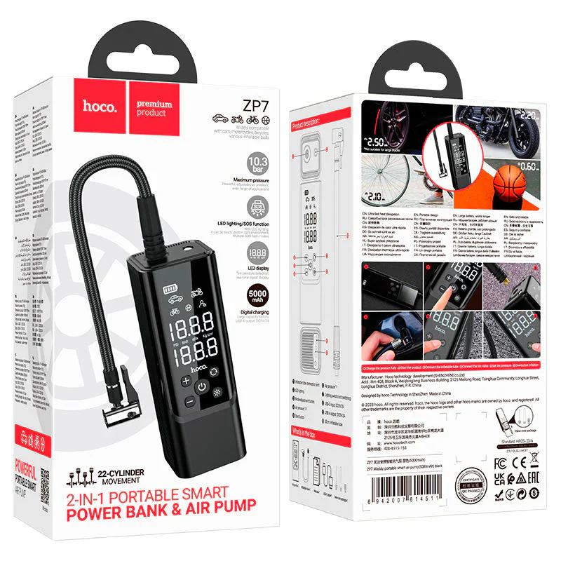 HOCO PORTABLE SMART AIR PUMP & POWER BANK ZP7 - Image 9