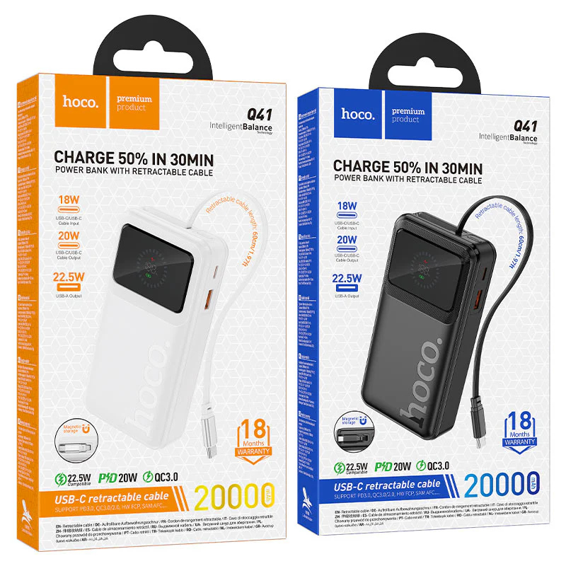 HOCO POWER BANK WITH RETRACTABLE CABLE Q41 - Image 8