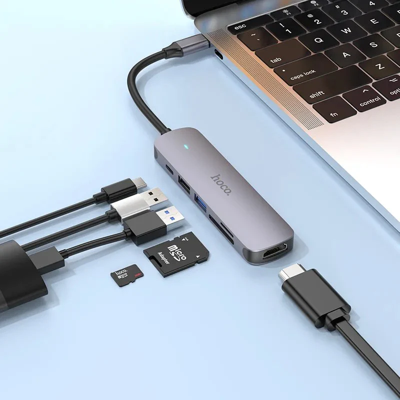 HOCO USB-C MULTIFUNCTION ADAPTER 6 IN 1 (USB-C 100W) HB28 - Image 5