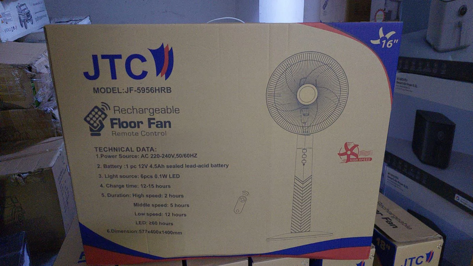 Jtc rechargeable floor fan - Image 4