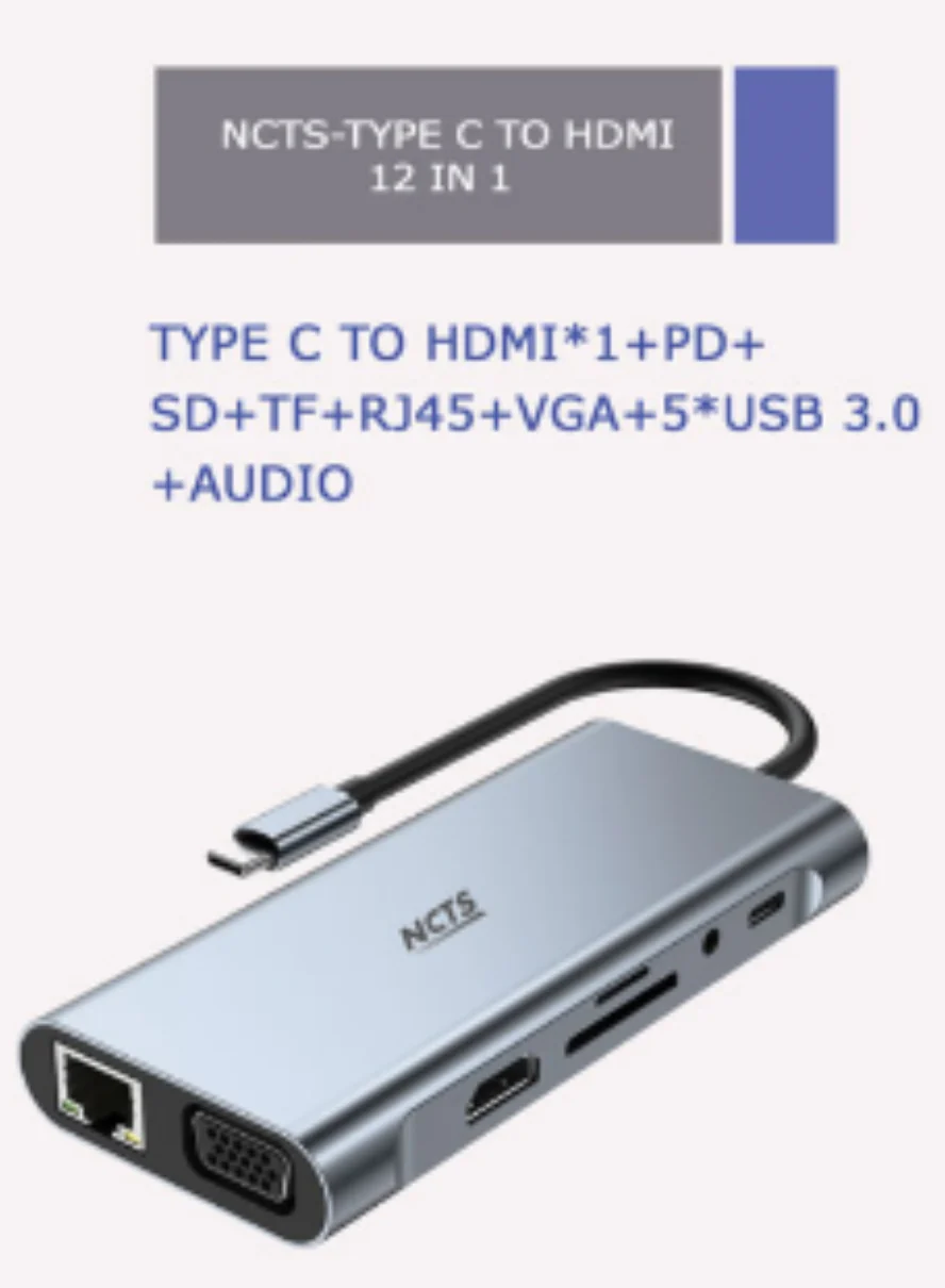 Ncts 12 in 1 usb-c ti hdtv multifunction adapter - Image 2