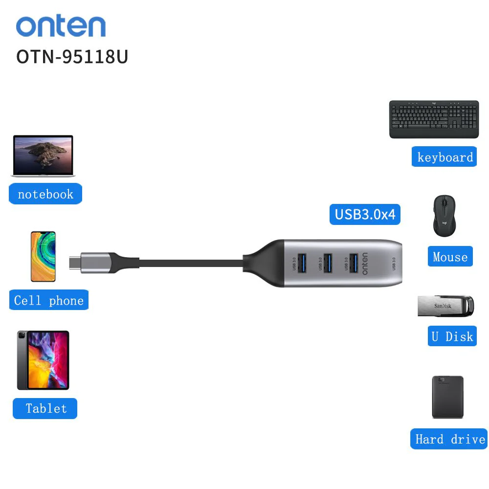 ONTEN USB-C TO HDMI ADAPTER WITH 3.0 HUB - Image 4