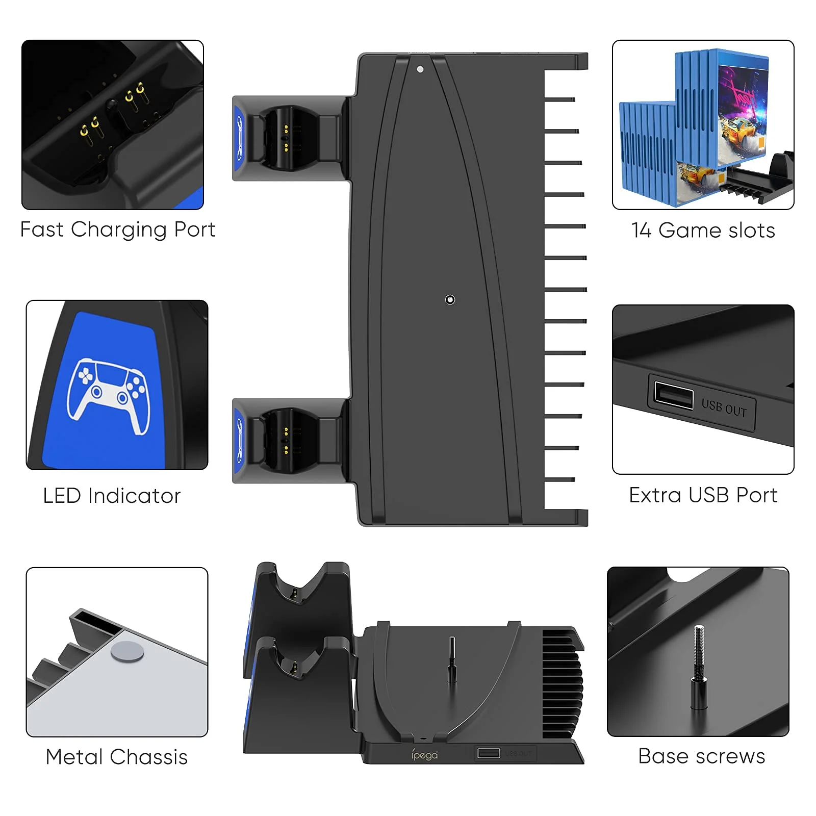 OVIO COOLING STAND WITH CONTROLLER CHARGER FOR PS5 - Image 3