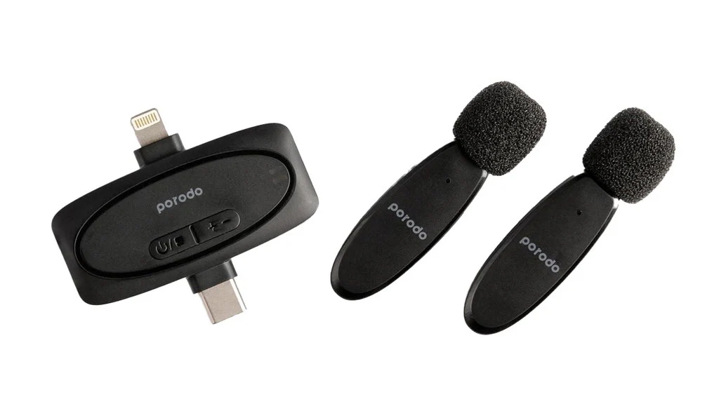 Porodo dual mic lavalier microphone lightning/type-c/Aux - Image 2