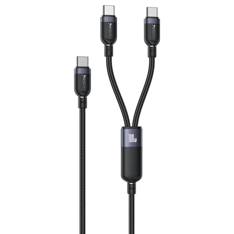 YESIDO 2 IN 1 CABLE USB-C TO DUAL TYPE-C 5A MAX (100W MAX OUTPUT) CA92