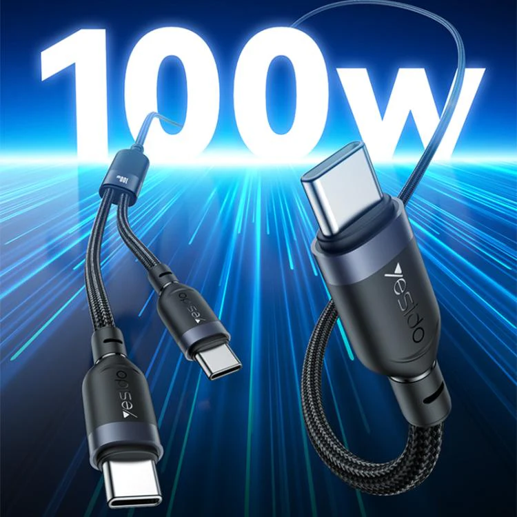 YESIDO 2 IN 1 CABLE USB-C TO DUAL TYPE-C 5A MAX (100W MAX OUTPUT) CA92 - Image 2