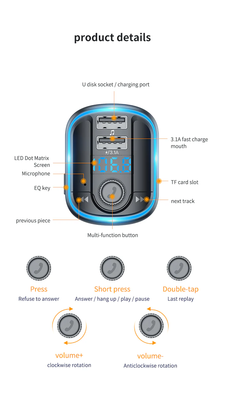 YESIDO FM TRANSMITTER Y44 - Image 5