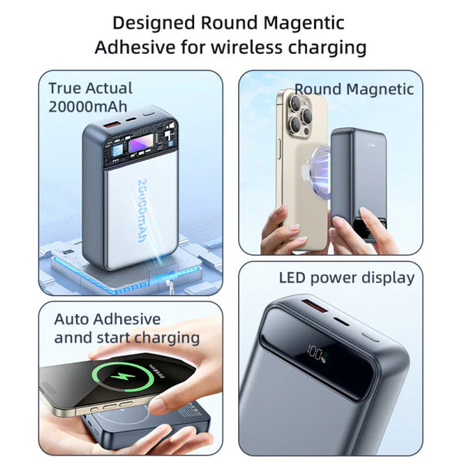 YESIDO POWER BANK LED DIGITAL DISPLAY SUPPORT PD/QC2.0/3.0/FCP/PS/AFC PROTOCOL 15W WIRELESS OUTPUT YP50 - Image 3