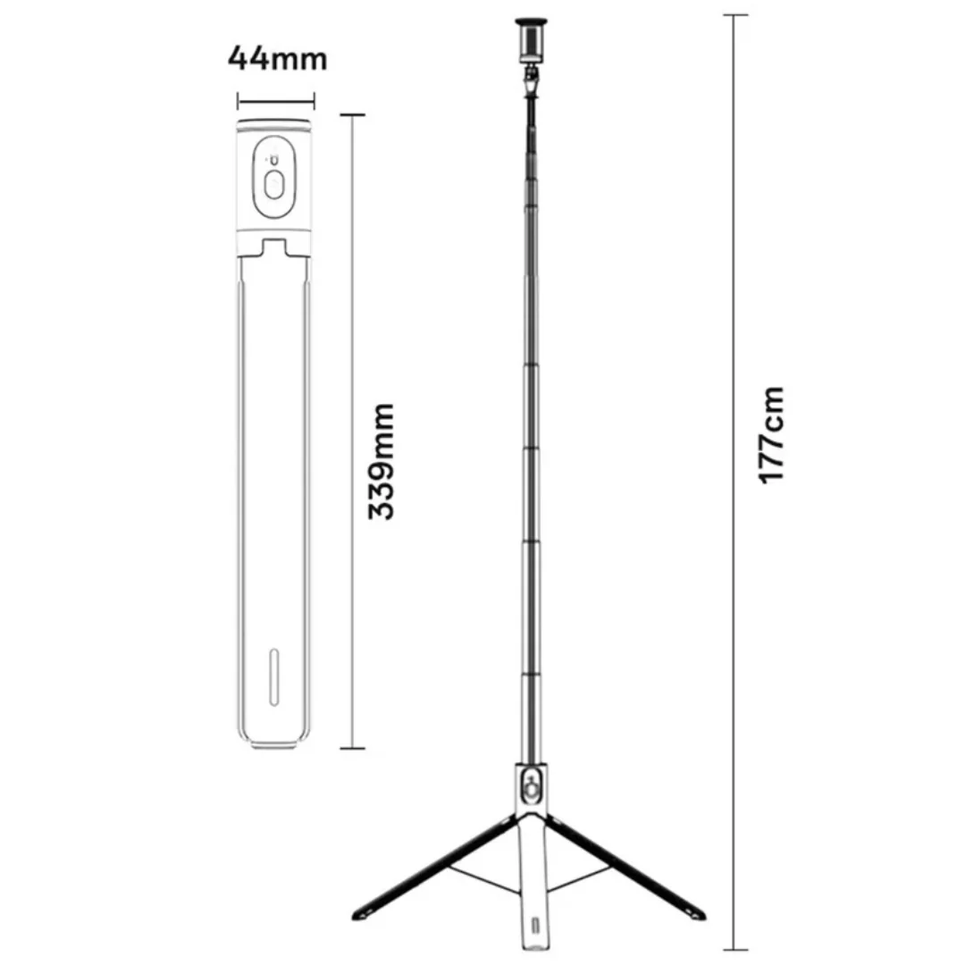 YESIDO SELFIE STICK HIDDEN PHONE STAND BT REMOTE SELFIE STICK  TRIPOD LAND AND OPEN SF30 - Image 4