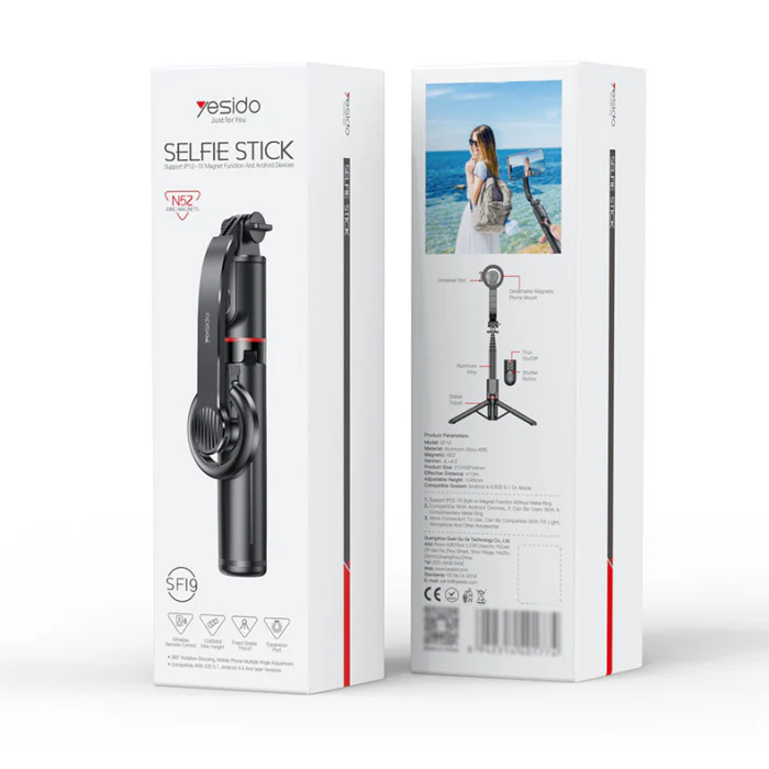 YESIDO SELFIE STICK SUPPORT IP 12-15 MAGNET FUNCTION AND ANDROID DEVICES SF19 - Image 5