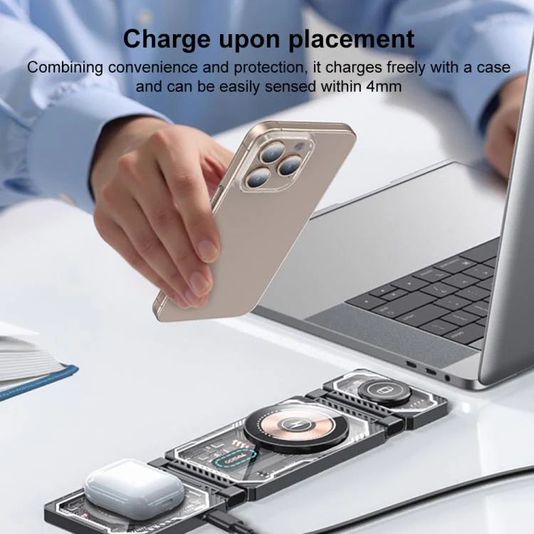 YESIDO WIRELESS CHARGER 3-IN-1 TRAVEL CHARGING STATION DS25 - Image 5