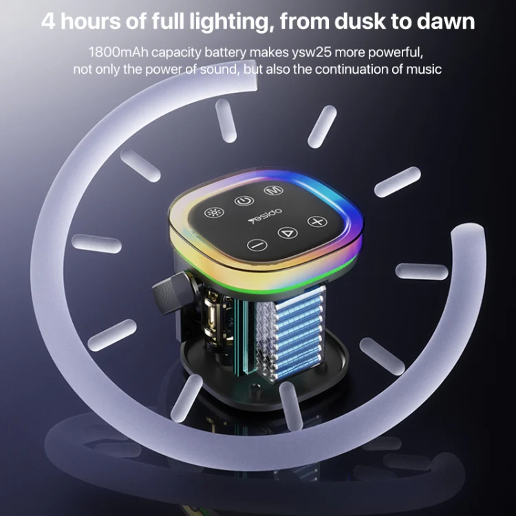 YESIDO WIRELESS SPEAKER RGB LIGHTING EFFECTS 1800MAH BATTERY YSW25 - Image 5